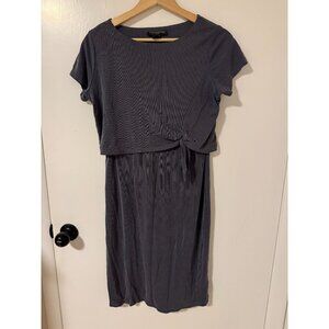 A Pea In The Pod Nursing Dress With Tie Front Detail Small Size In Grey Blue